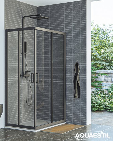Aquaestil tuš vrata za kabinu Savana D+D, 80cm, klizna, crna/prozirno