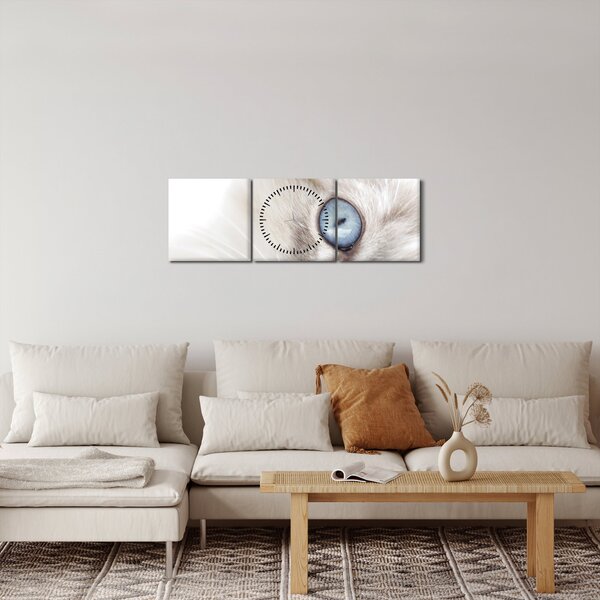 Slika - Mačka s plavim očima (sa satom) (90x30 cm)