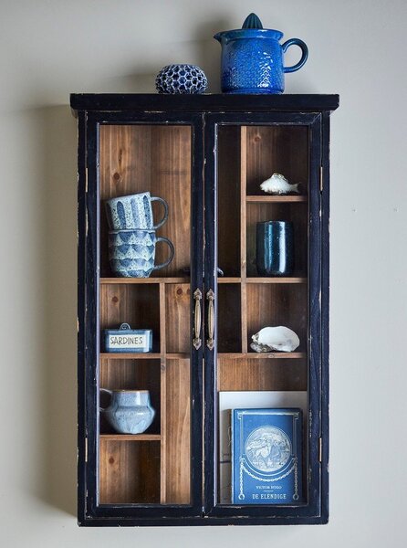 Crna viseća vitrina od masivne jele 50x80x14 cm Hazem – Bloomingville