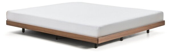 Smeđi bračni krevet od masivne breze bez uzglavlja s podnicom 160x200 cm Norlen – Kave Home