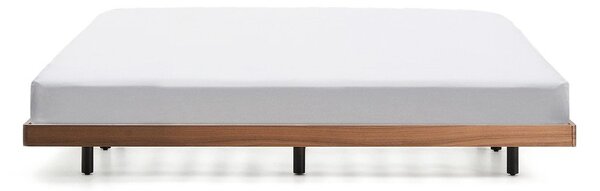 Smeđi bračni krevet od masivne breze bez uzglavlja s podnicom 160x200 cm Norlen – Kave Home