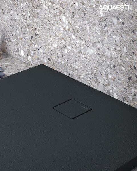 Aquaestil tuš kada kvadratna Stone Deluxe, 90×90 cm, crna