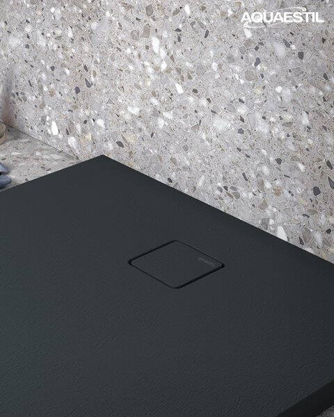 Aquaestil tuš kada pravokutna Stone Deluxe, 100×80 cm, crna