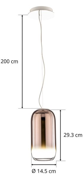 Viseće Svjetiljka Artemide, Gople Mini, prigušiv, Bakar, Dnevna soba, Staklo, Dizajn