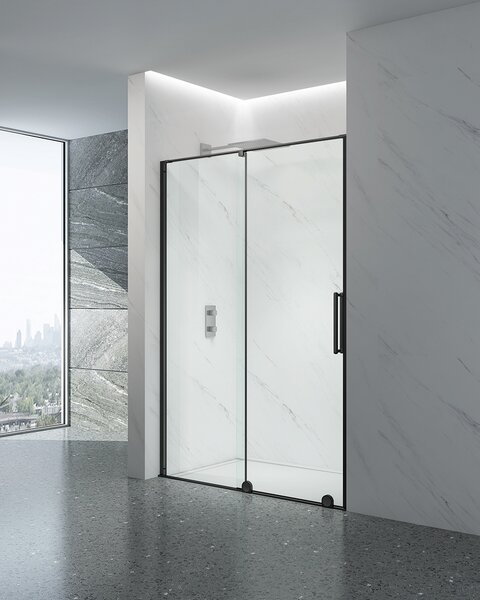 Idealaqua tuš vrata BUP, 120 cm, klizna, brushed black/prozirno