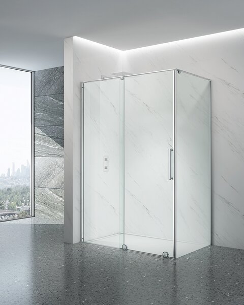Idealaqu tuš stranica za vrata BUR, 80, polished inox/prozirno