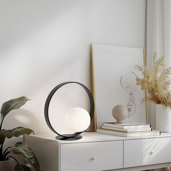 Stolne Lampa NOLA, Infinite, Crno, Dnevna soba, Staklo, Moderan