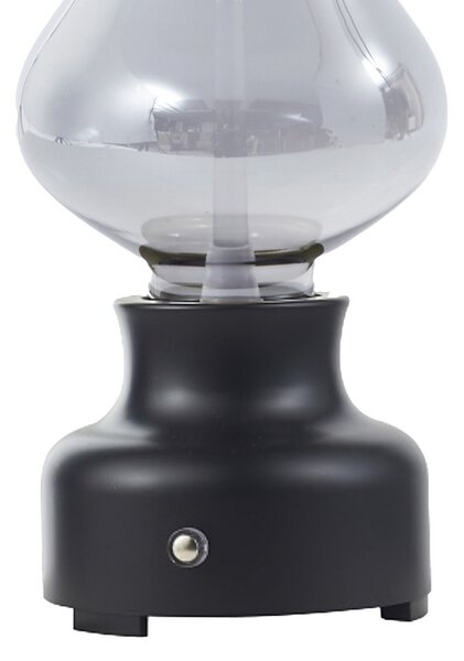 Stolne Lampa NOLA, Mist, prigušiv, Crno, Dnevna soba, Staklo, Industrijski dizajn
