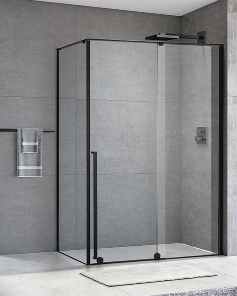 Idealaqua tuš stranica za vrata SxR, 90 cm, crna\prozirno