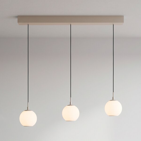 Paul Neuhaus LED viseća lampa Sandora, boje pijeska, duljina 90 cm, staklo, 3 svjetla, prigušiva, Bež, Dnevni boravak/blagovaonica, Metal