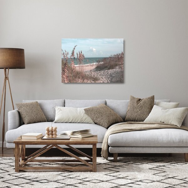 Staklena slika - Ružičasta plaža (70x50 cm)