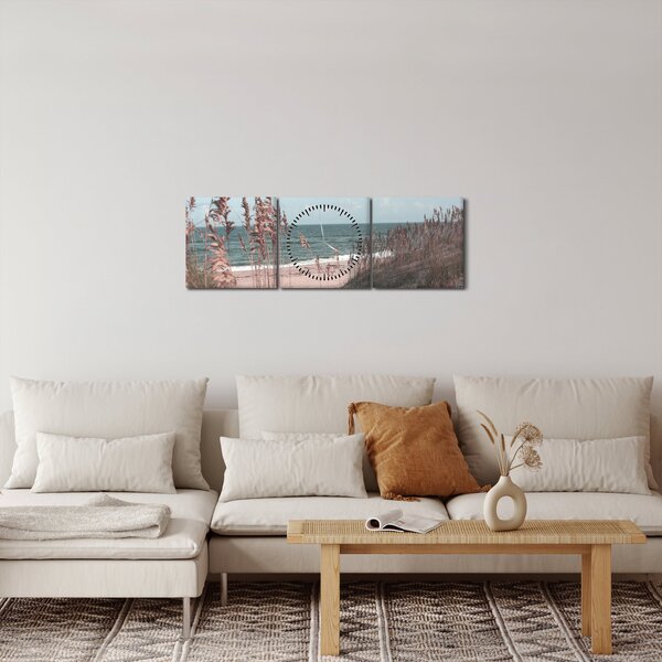 Slika - Ružičasta plaža (sa satom) (90x30 cm)