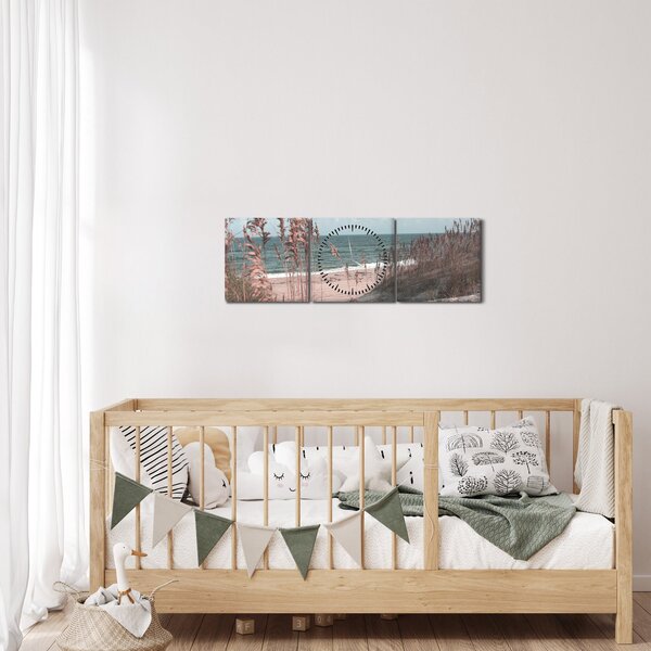 Slika - Ružičasta plaža (sa satom) (90x30 cm)