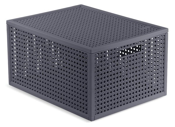 Tamno siva kutija za pohranu s poklopcem od reciklirane plastike 30x38x21 cm Kaya – Curver