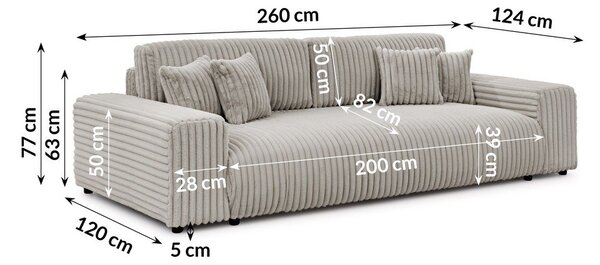 Svijetlo siva sklopiva/s prostorom za odlaganje sofa od samta 260 cm Justin – Ropez
