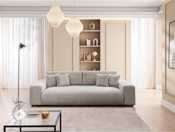 Svijetlo siva sklopiva/s prostorom za odlaganje sofa od samta 260 cm Justin – Ropez