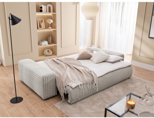Svijetlo siva sklopiva/s prostorom za odlaganje sofa od samta 260 cm Justin – Ropez