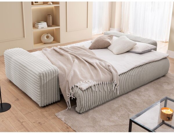 Svijetlo siva sklopiva/s prostorom za odlaganje sofa od samta 260 cm Justin – Ropez