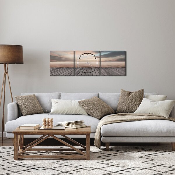 Slika - Pristanište u zalasku sunca (sa satom) (90x30 cm)