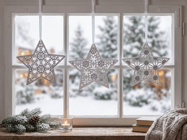 Božićna viseća zvijezda GLITTER STAR 22 cm, bijela