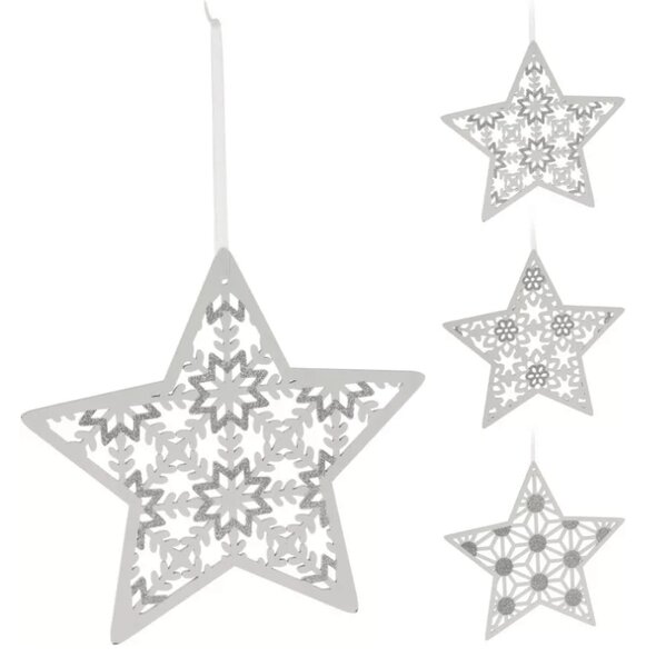 Božićna viseća zvijezda GLITTER STAR 22 cm, bijela