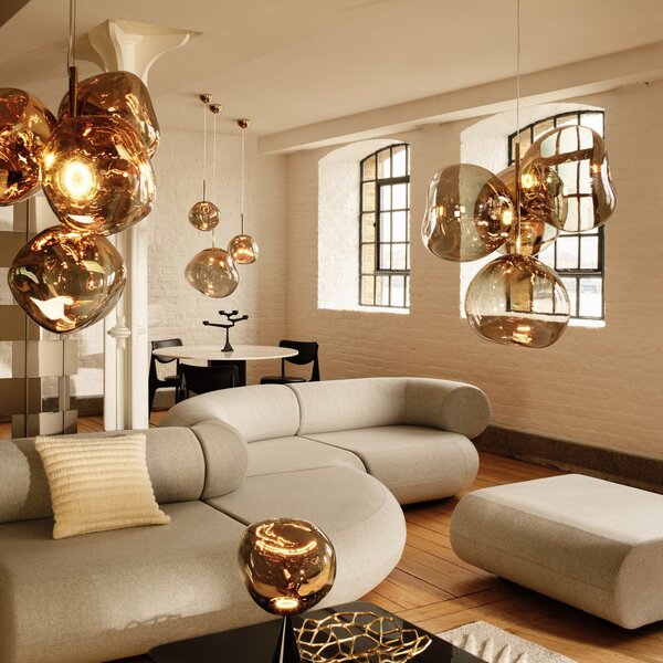 Viseće Svjetiljka Tom Dixon, Melt Mini, prigušiv, Zlato / mjed, Dnevna soba, Plastika, Dizajn