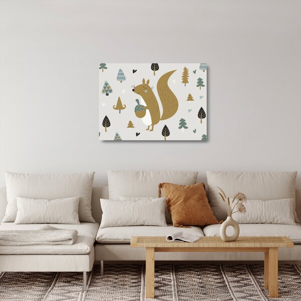 Staklena slika - Vjeverica s orahom (70x50 cm)