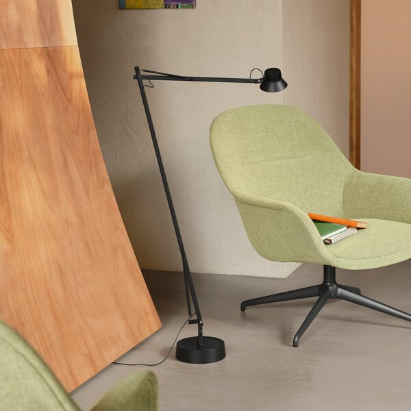 Podne Lampa Muuto, prigušiv, Crno, Dnevna soba, Aluminij, Moderan