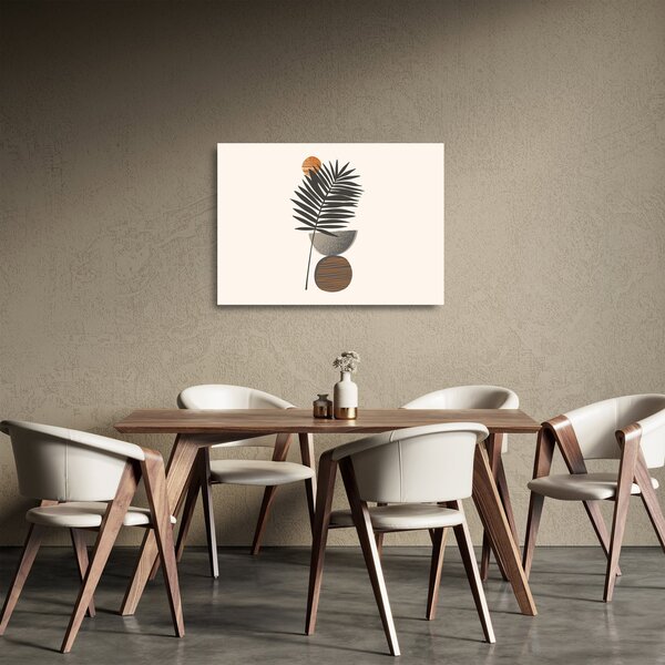 Staklena slika - Apstrakcija s palminim lišćem (70x50 cm)