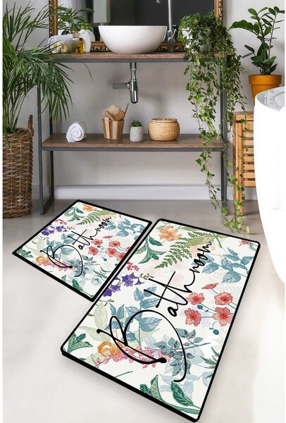 Kupaonske prostirke u setu 2 kom 60x100 cm Green In Flower – Foutastic