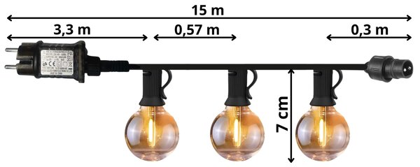 JAKS Vrtna svjetlosna girlanda 20 LED, 15 m