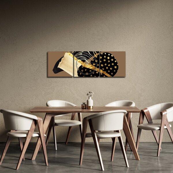 Slika - Apstrakcija zlatno smeđa N⁰1 (sa satom) (90x30 cm)