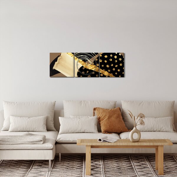 Slika - Apstrakcija zlatno smeđa N⁰1 (sa satom) (90x30 cm)