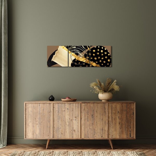 Slika - Apstrakcija zlatno smeđa N⁰1 (sa satom) (90x30 cm)