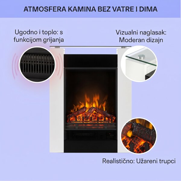 Klarstein Studio-5, električni kamin, ventilator na vrući zrak, 900/1800 W, daljinski upravljač, bijeli
