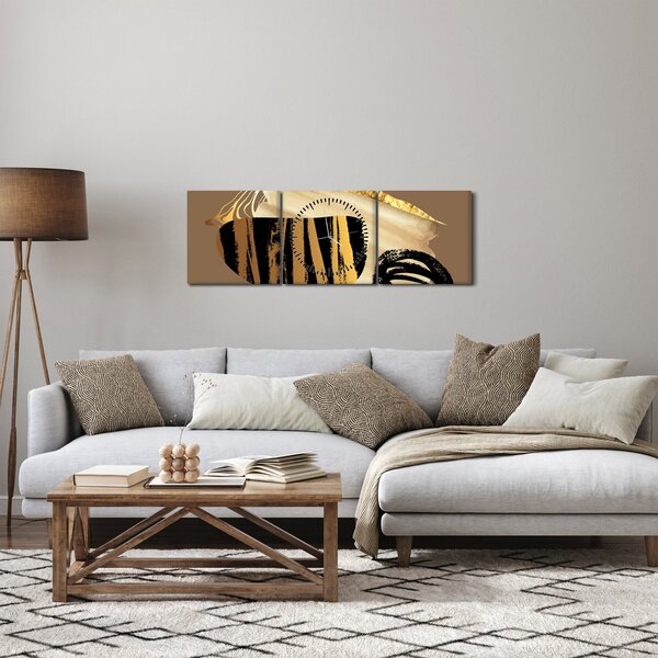 Slika - Apstrakcija zlatno smeđa N⁰2 (sa satom) (90x30 cm)