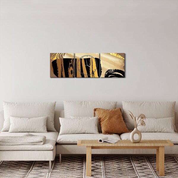 Slika - Apstrakcija zlatno smeđa N⁰2 (sa satom) (90x30 cm)