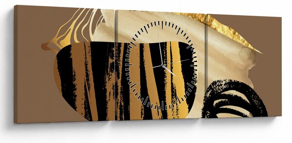 Slika - Apstrakcija zlatno smeđa N⁰2 (sa satom) (90x30 cm)