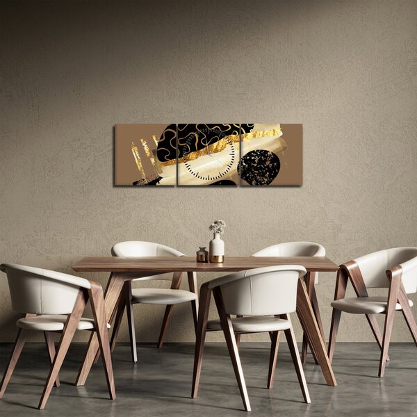 Slika - Apstrakcija zlatno smeđa N⁰3 (sa satom) (90x30 cm)