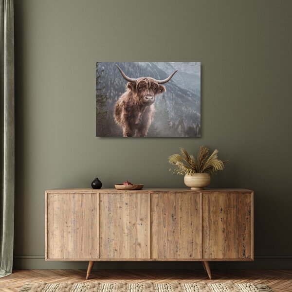 Staklena slika - Highlander krava (70x50 cm)