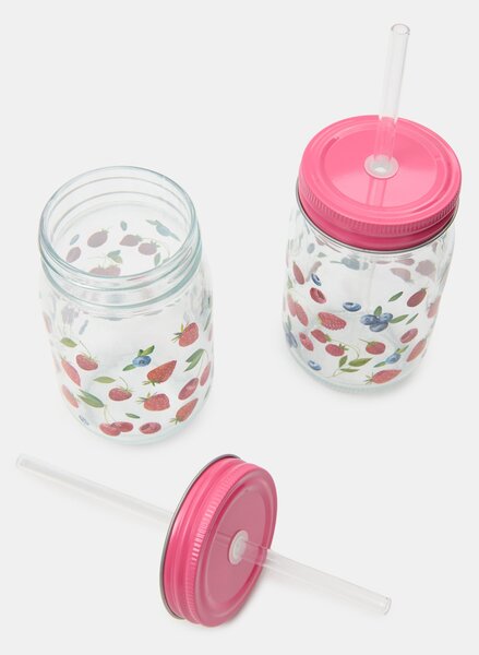 Sinsay - Šalice s poklopcem i slamkom s motivom voća 2 pack