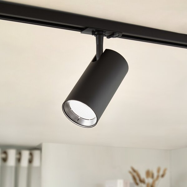 Lindby LED tračni reflektor Linaro, crna, Ø 7 cm, aluminij, CCT, prigušiva, Crno, Dnevni boravak/blagovaonica, Aluminij