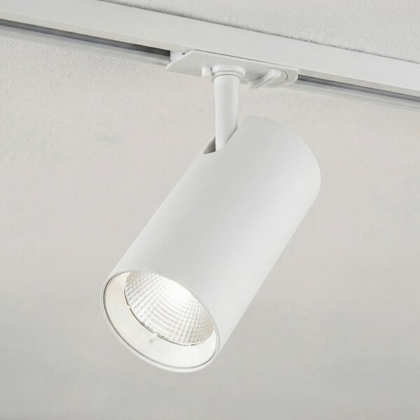 Lindby LED tračni reflektor Linaro, bijeli, Ø 7 cm, aluminij, CCT, prigušiva, Bijela, Dnevni boravak/blagovaonica, Aluminij