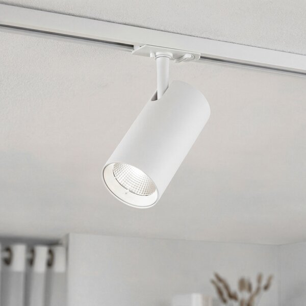 Lindby LED tračni reflektor Linaro, bijeli, Ø 7 cm, aluminij, CCT, prigušiva, Bijela, Dnevni boravak/blagovaonica, Aluminij