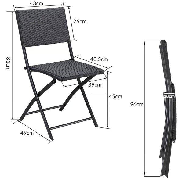 Sklopive vrtne stolice ROME od poliratana - set od 2, nosivost 120 kg