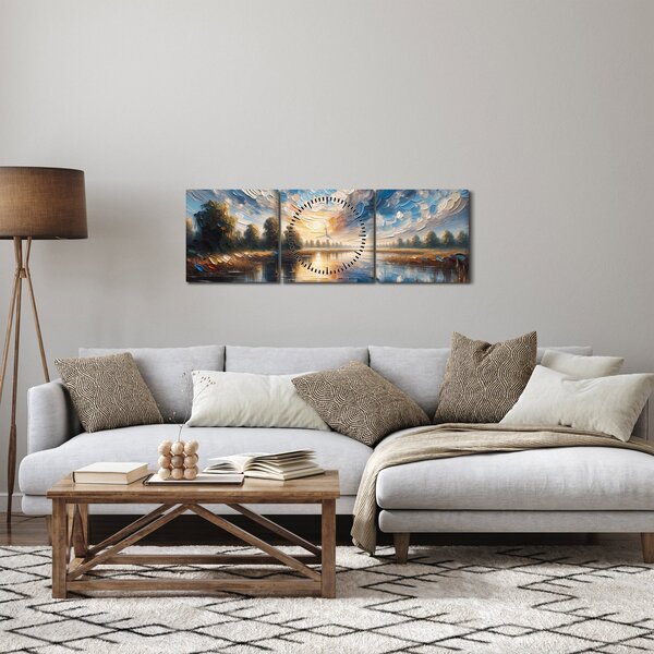 Slika - Slika sunca iznad vode (sa satom) (90x30 cm)