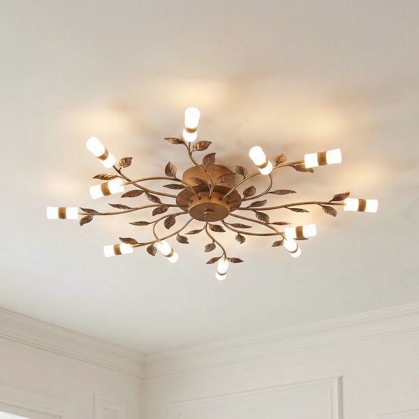 Lindby LED stropno svjetlo Bentas, bronca, metal, Ø 80cm, Bronca / stari mesing, Dnevni boravak/blagovaonica, Metal