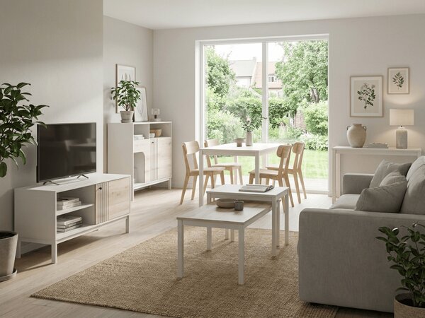 PROMOCIJA TV stolić FROST 120x40 cm bijeli, dekor alpski hrast II. kvaliteta