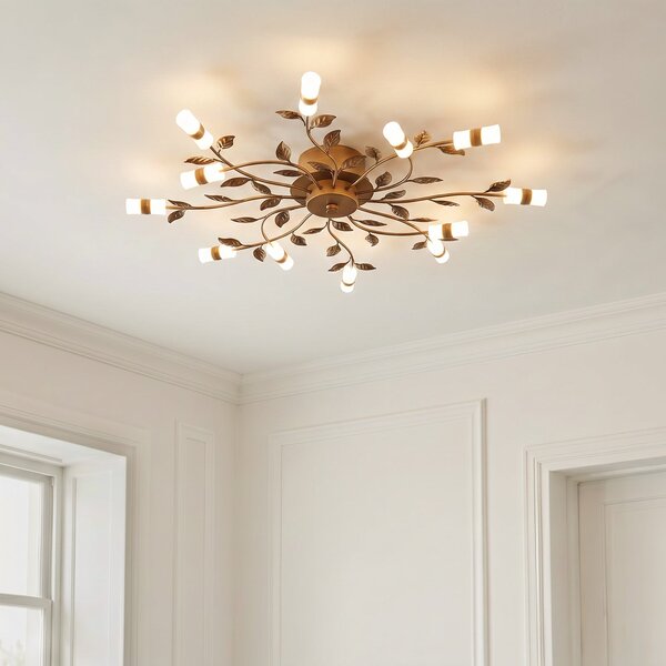 Lindby LED stropno svjetlo Bentas, bronca, metal, Ø 80cm, Bronca / stari mesing, Dnevni boravak/blagovaonica, Metal