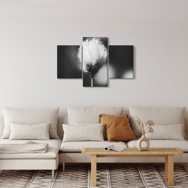 Slika - Crno-bijela pamučna trava (90x60 cm)